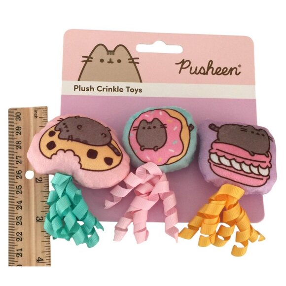 PUSHEEN Plush Crinkle Cat Toys Set of 3 Cookie Donut Macaron - Picture 3 of 3